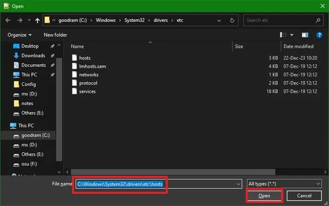Редактирование файла hosts
